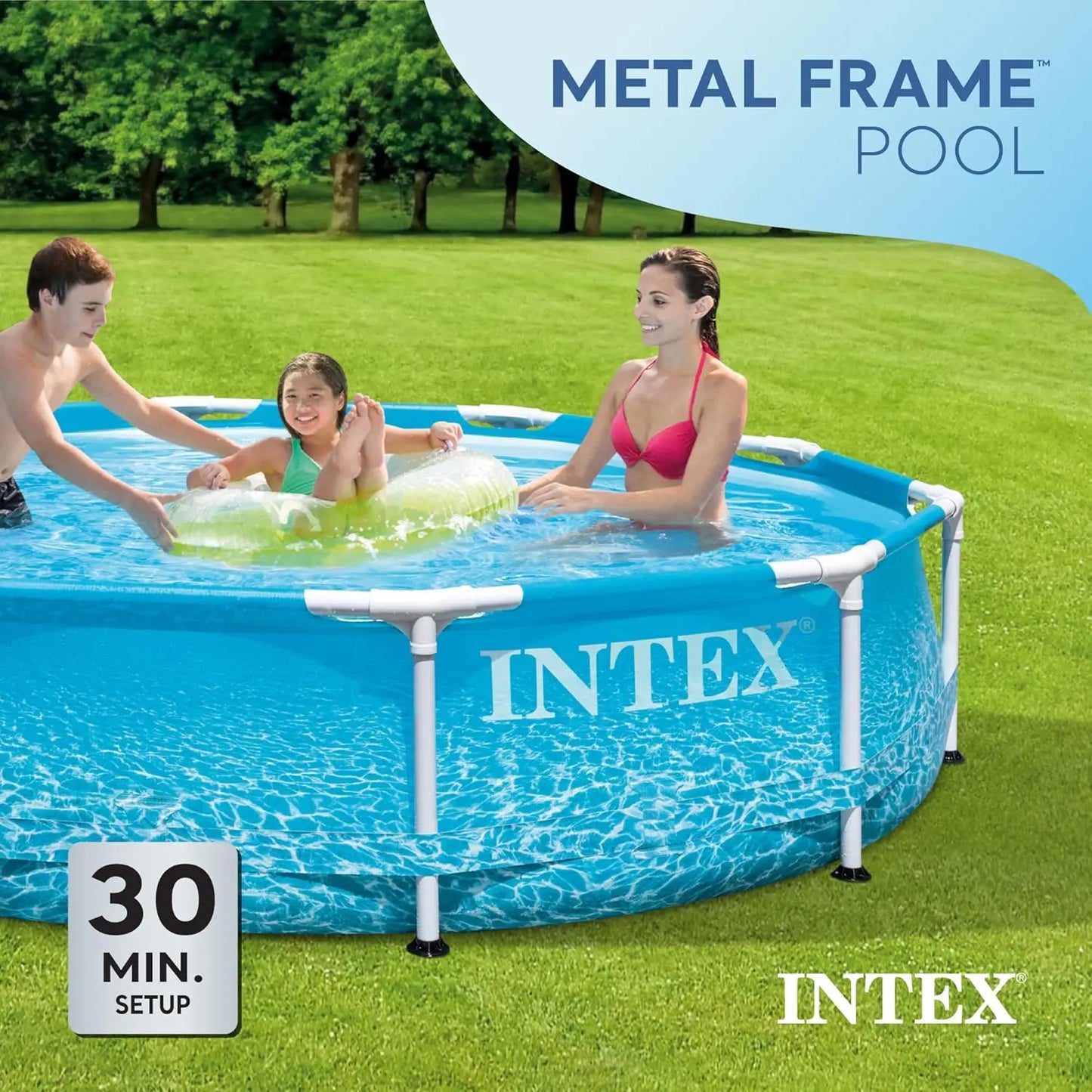 Round Above Ground Pool With Reinforced Sidewalls And Metal Frame