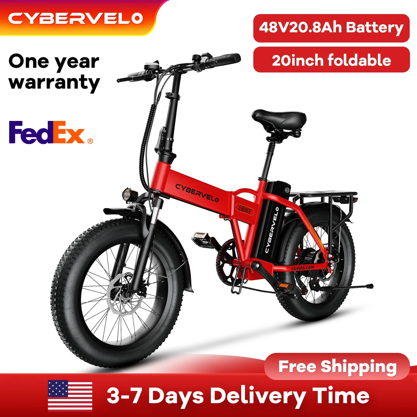 CYBERVELO Electric Fat Tire Off Road Foldable Bike EK4 EK5