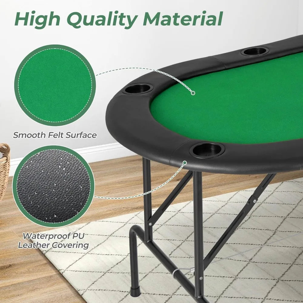 RBXC 8-Player Folding Poker Table With Cup Holders