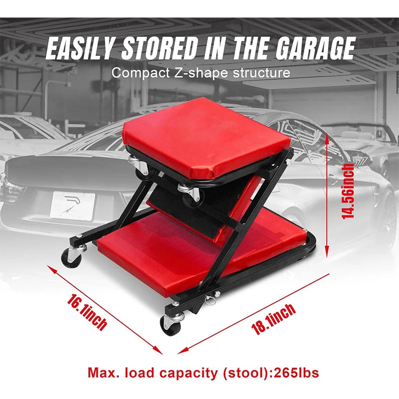 Rolling Creeper With Knee Pads And 360 Degree Swivel Castors