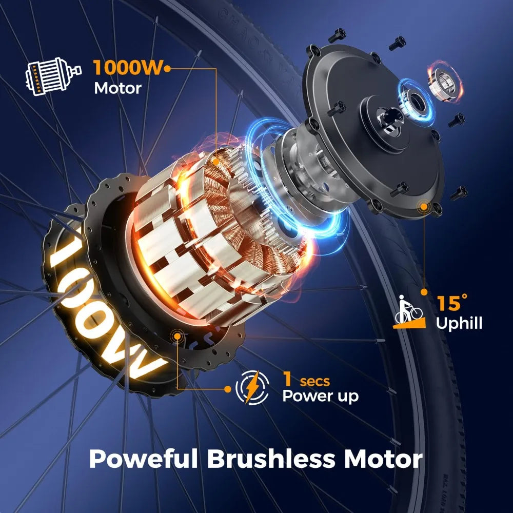 Electric Mountain Bike 1000W With Removable Battery