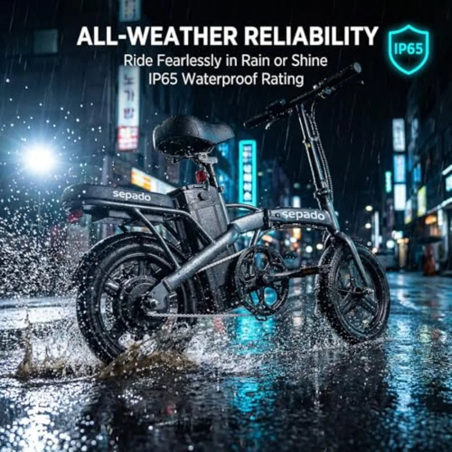 Folding Electric Bike 750W Peak Motor 20 MPH 36V 10.4Ah Battery Range 20-40mi