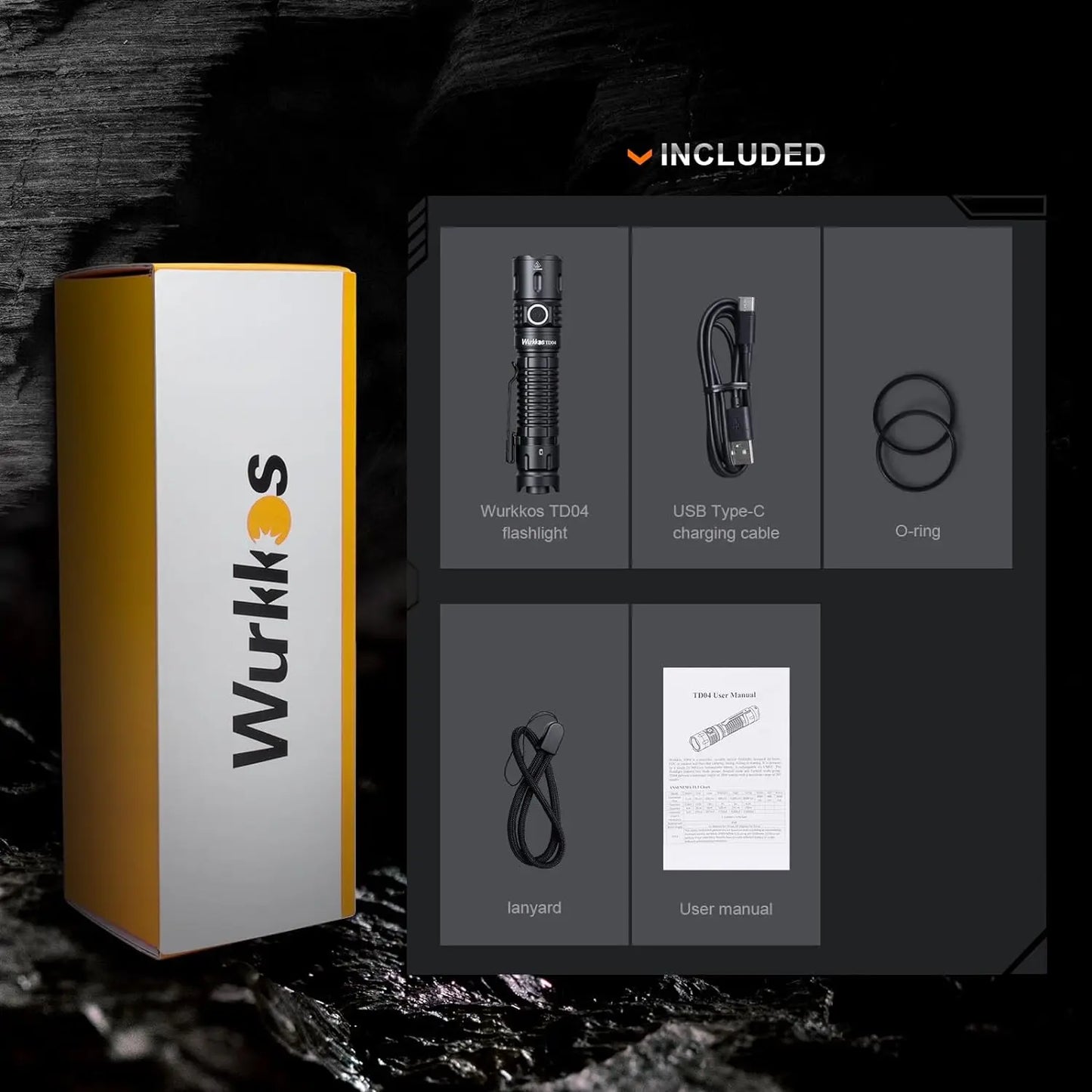 Wurkkos TD04 Dual Mode 21700 Rechargeable Flashlight with Tail Switch
