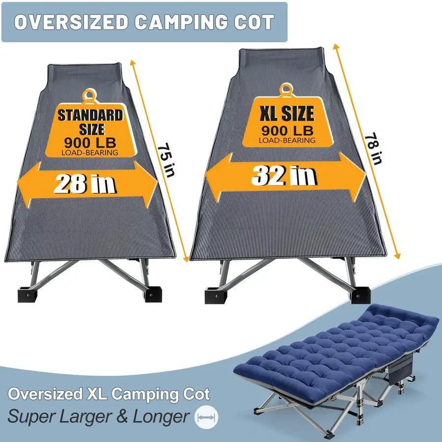 Folding Camping Cot With Pad For Adults Portable Camp Bed