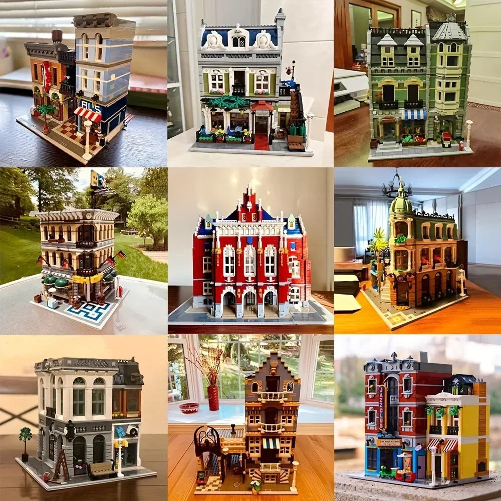 Brick Bank Corner MOC Street View Building Blocks Set