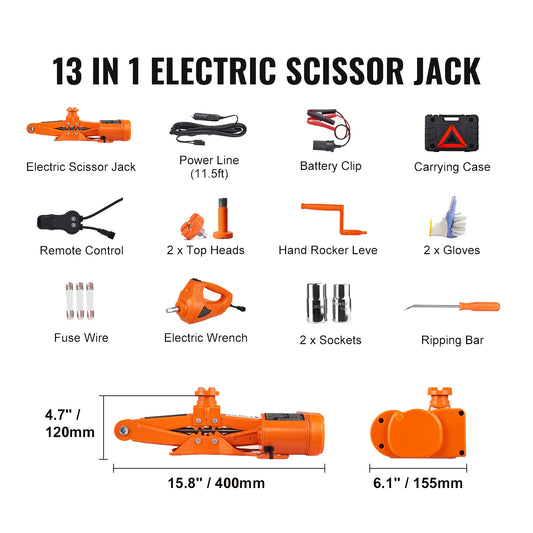 SucceBuy Electric Scissor Car Jack With Impact Wrench