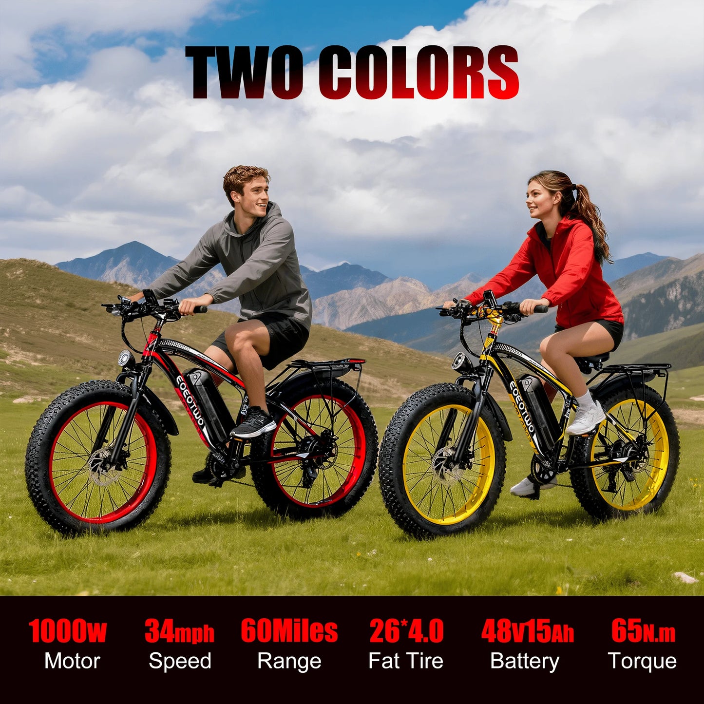 EOEOTWO 1500W Fat Tire Electric Mountain Bike All Terrain