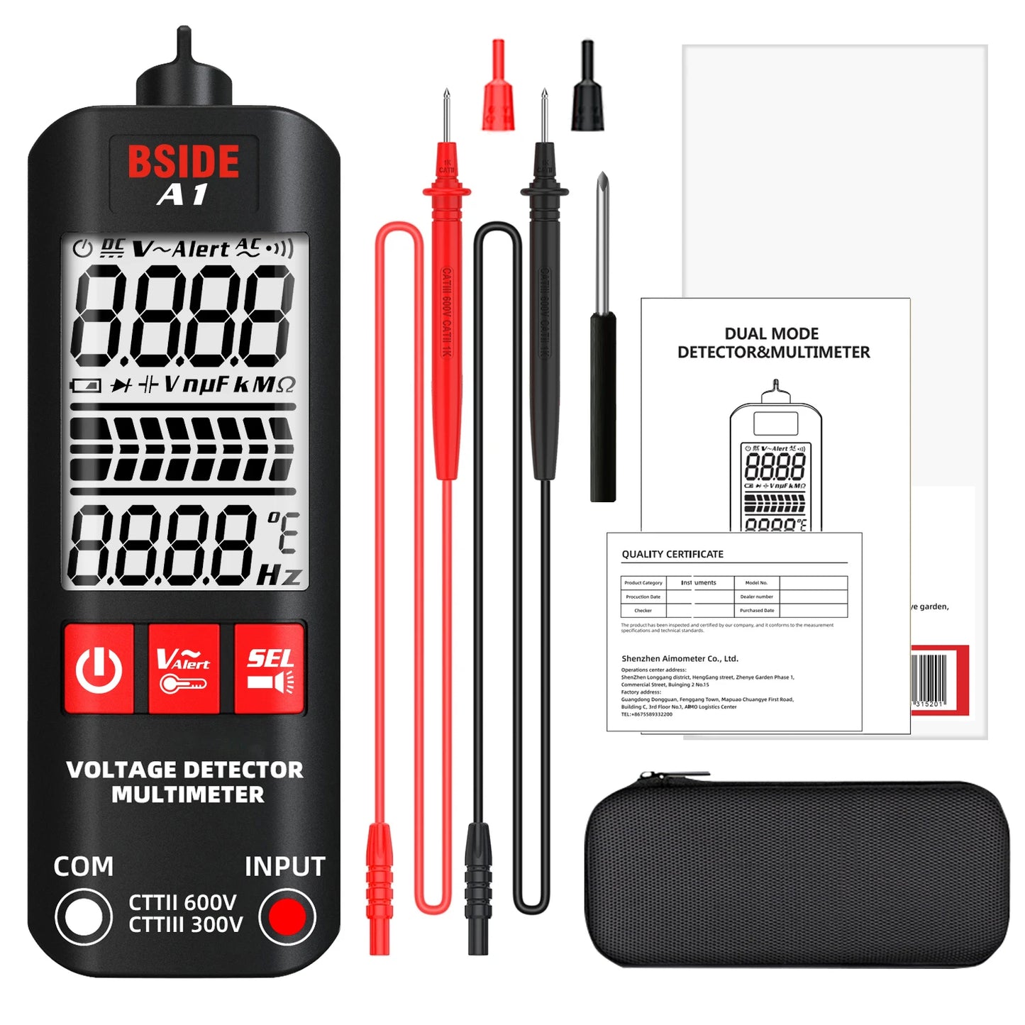 BSIDE A1 Voltage Tester Digital Multimeter Non Contact Volt Meter