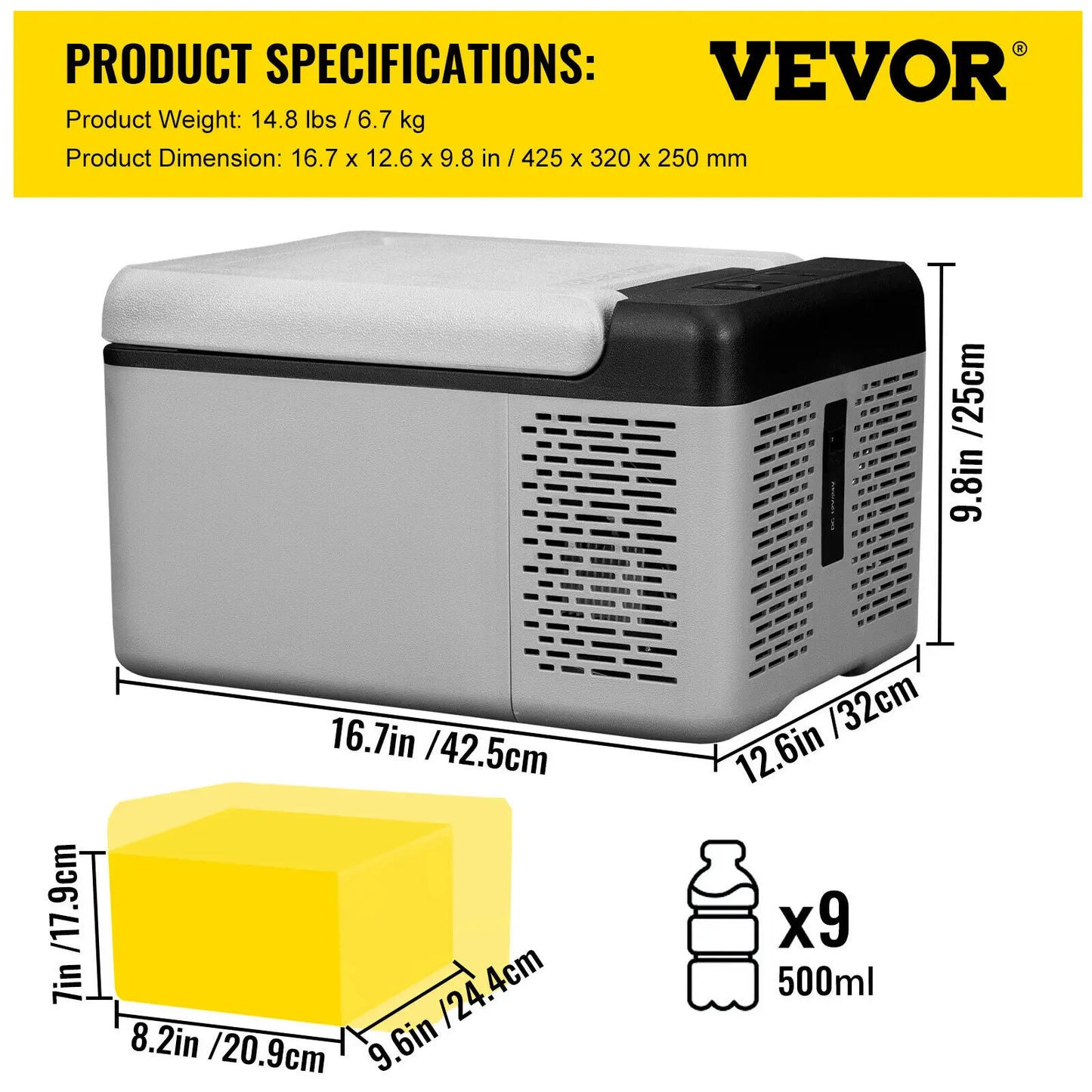 VEVOR Car Refrigerator Portable Compressor Fridge Freezer RV DC AC