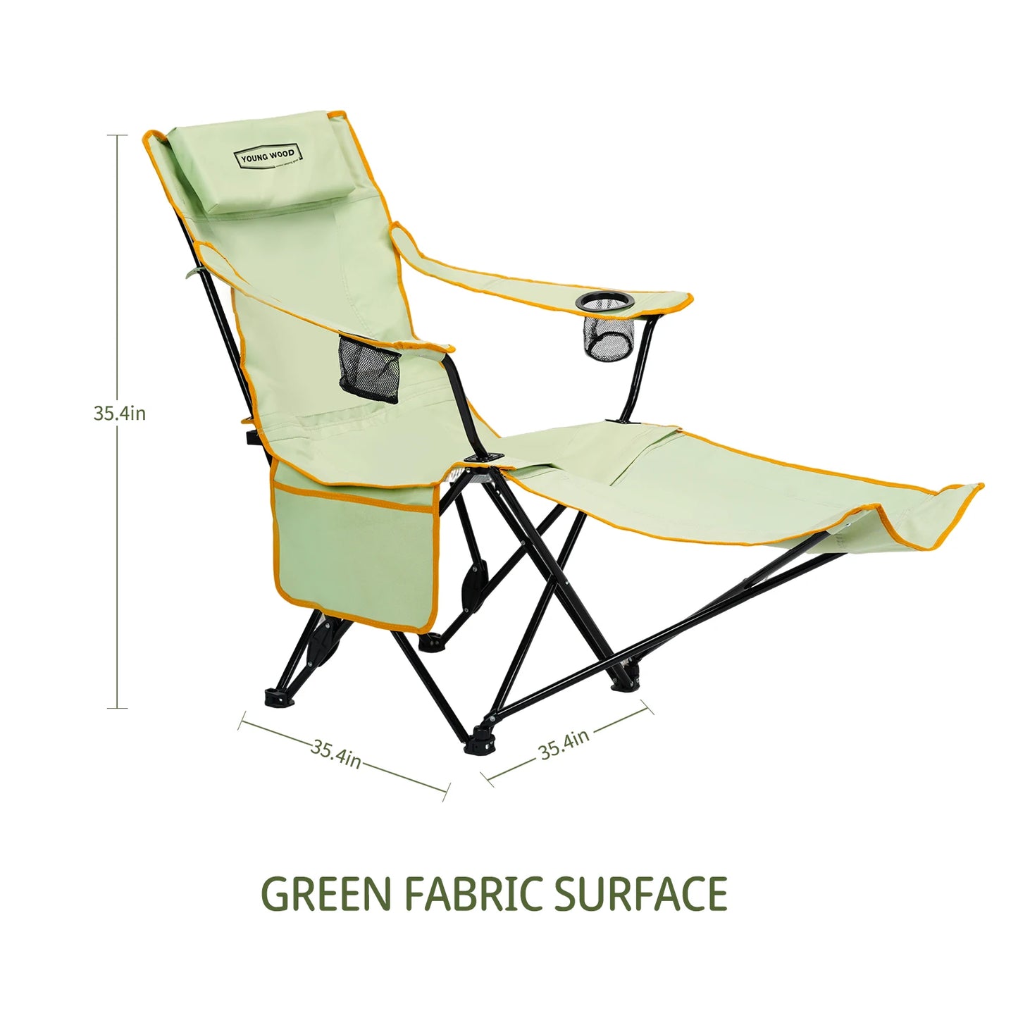 GERC Young Wood 2 In 1 Reclining Camping Chair Portable