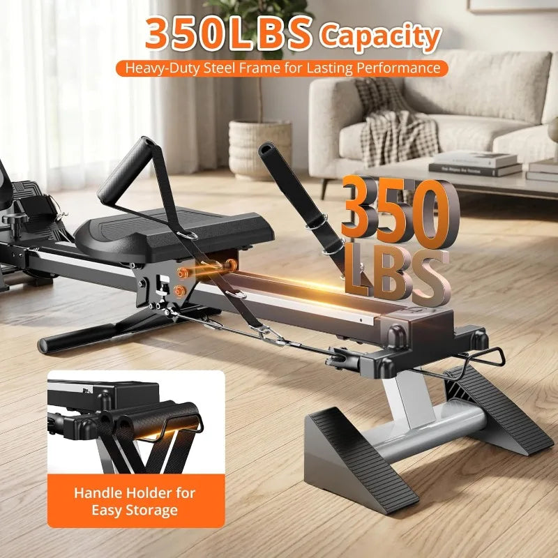 Pooboo Magnetic Rowing Machine For Home With Bluetooth Adjustable Resistance