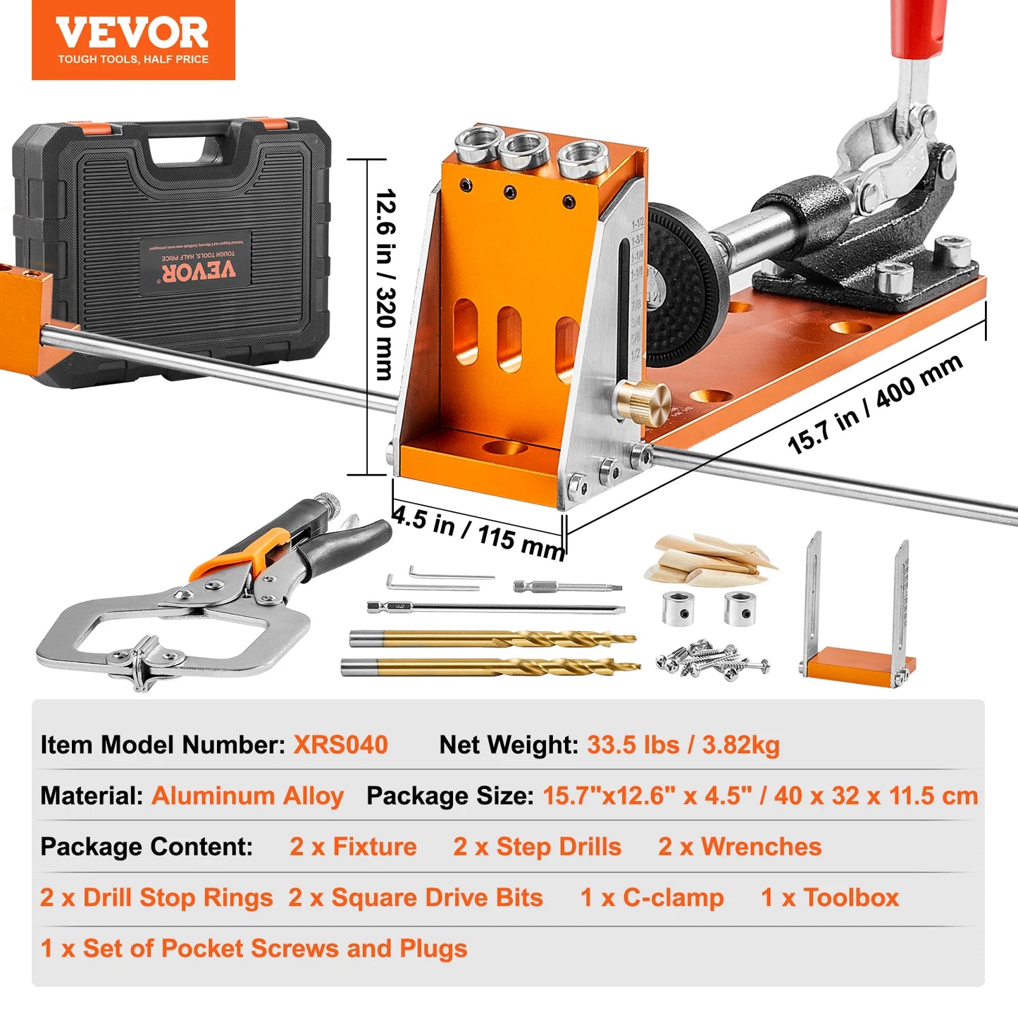 SucceBuy Pocket Hole Jig Kit Adjustable And Easy To Use With Step Drills