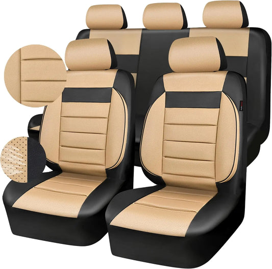 Universal Leather Seat Covers With 3D Foam Back Support