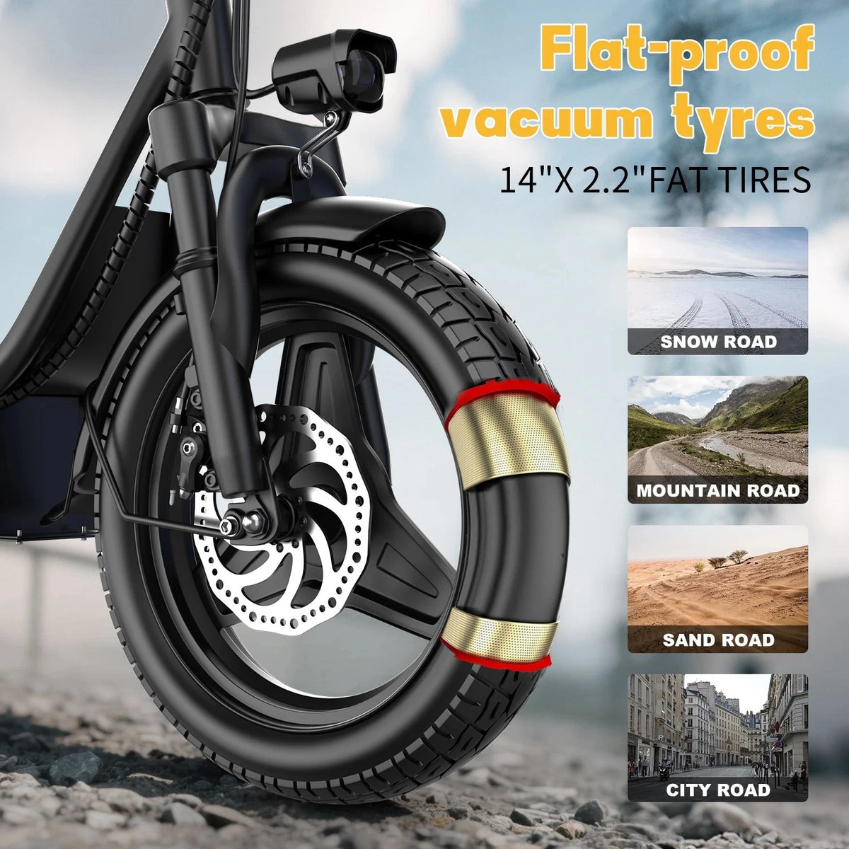 UPlee GQ8 Folding Electric Bike 500W Motor 48V Battery