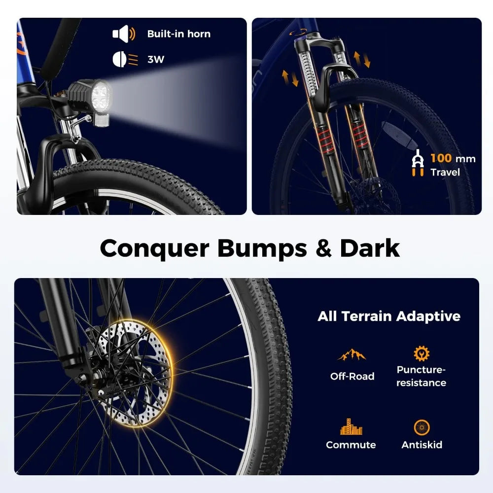 Electric Mountain Bike 1000W With Removable Battery
