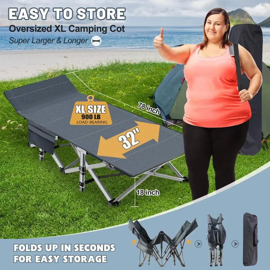 Folding Camping Cot With Pad For Adults Portable Camp Bed