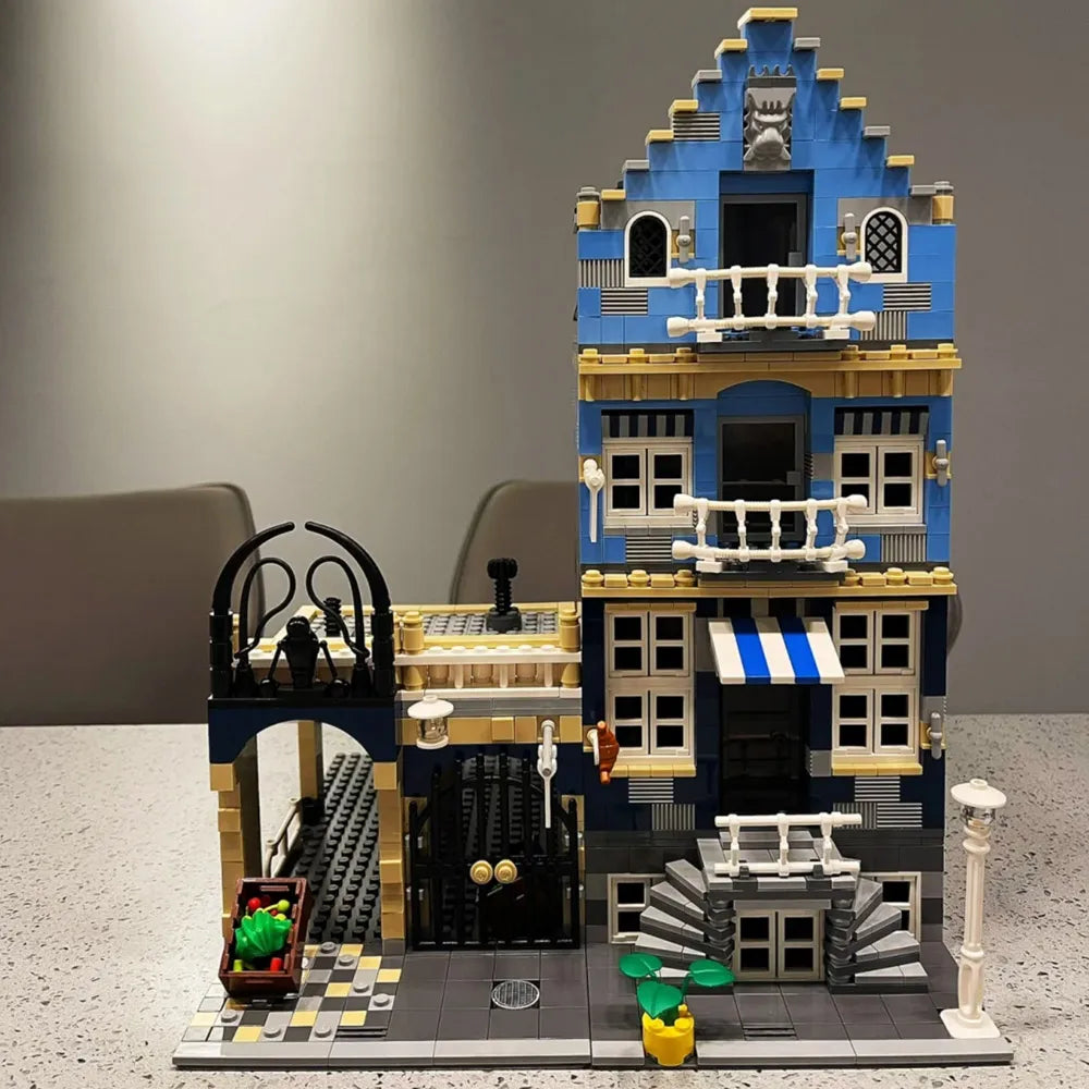 Brick Bank Corner MOC Street View Building Blocks Set