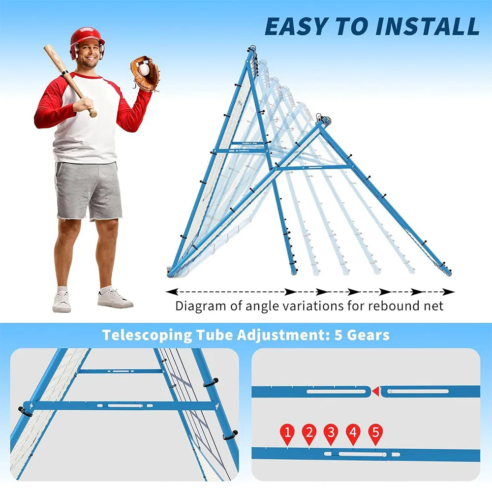 HiMISS Baseball Softball Rebounder Net Double Sided 9 Zone Backstop