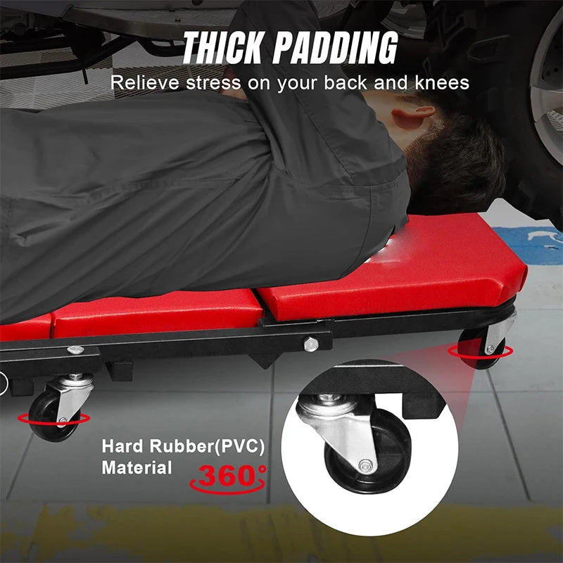 Rolling Creeper With Knee Pads And 360 Degree Swivel Castors