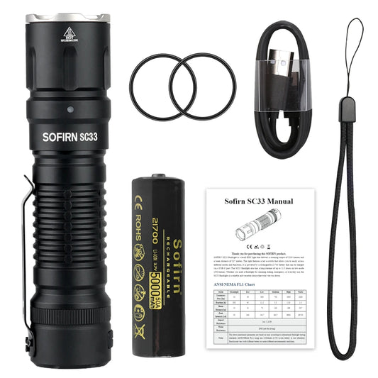 Sofirn SC33 XHP70.3 HI LED Flashlight 5200lm USB Rechargeable Torch