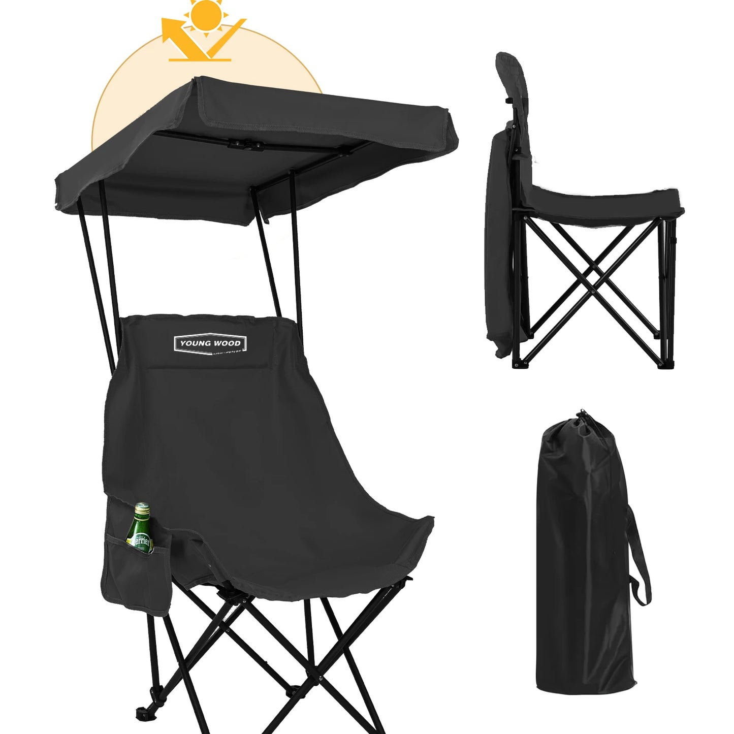 GERC Camping Chair With Shade Canopy Portable Easy Open