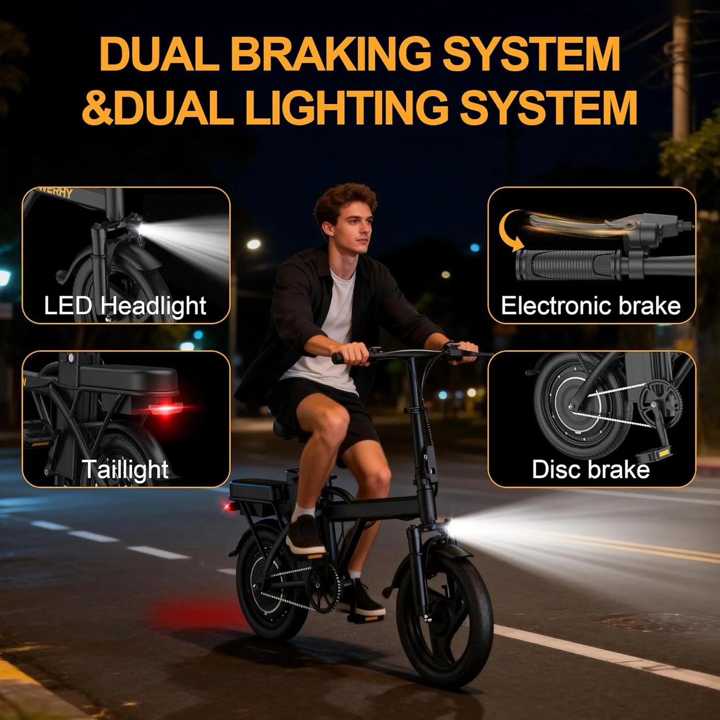 Ladped Foldable Electric Bike 500W 48V Dual Seat for Adults