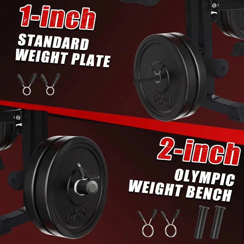 Six In One Weight Bench Set Leg Extension And Rack