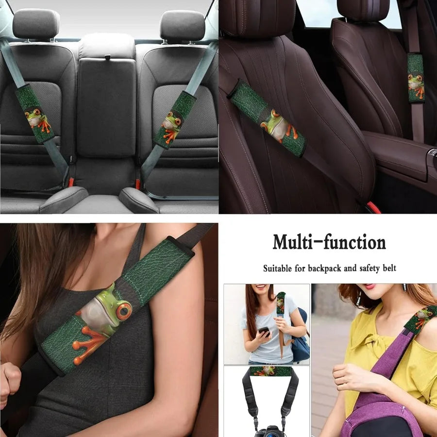 Frog Print Car Seat Cover Set For SUVs And Sedans 9 Pieces