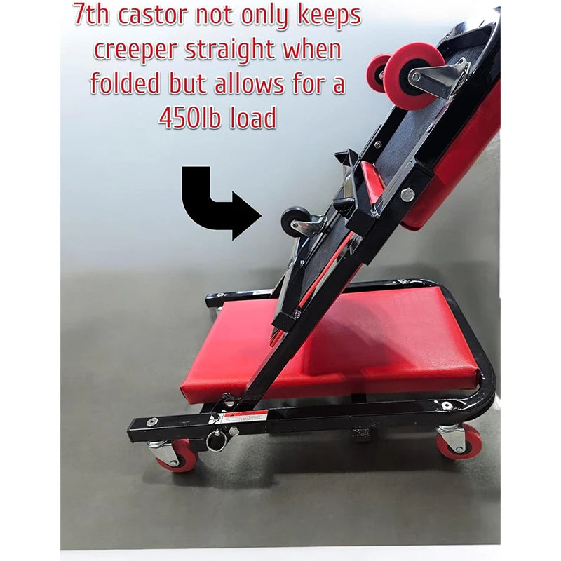 Rolling Creeper With Knee Pads And 360 Degree Swivel Castors