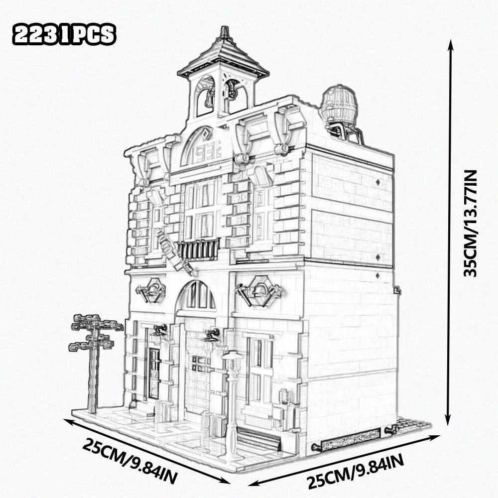 Brick Bank Corner MOC Street View Building Blocks Set