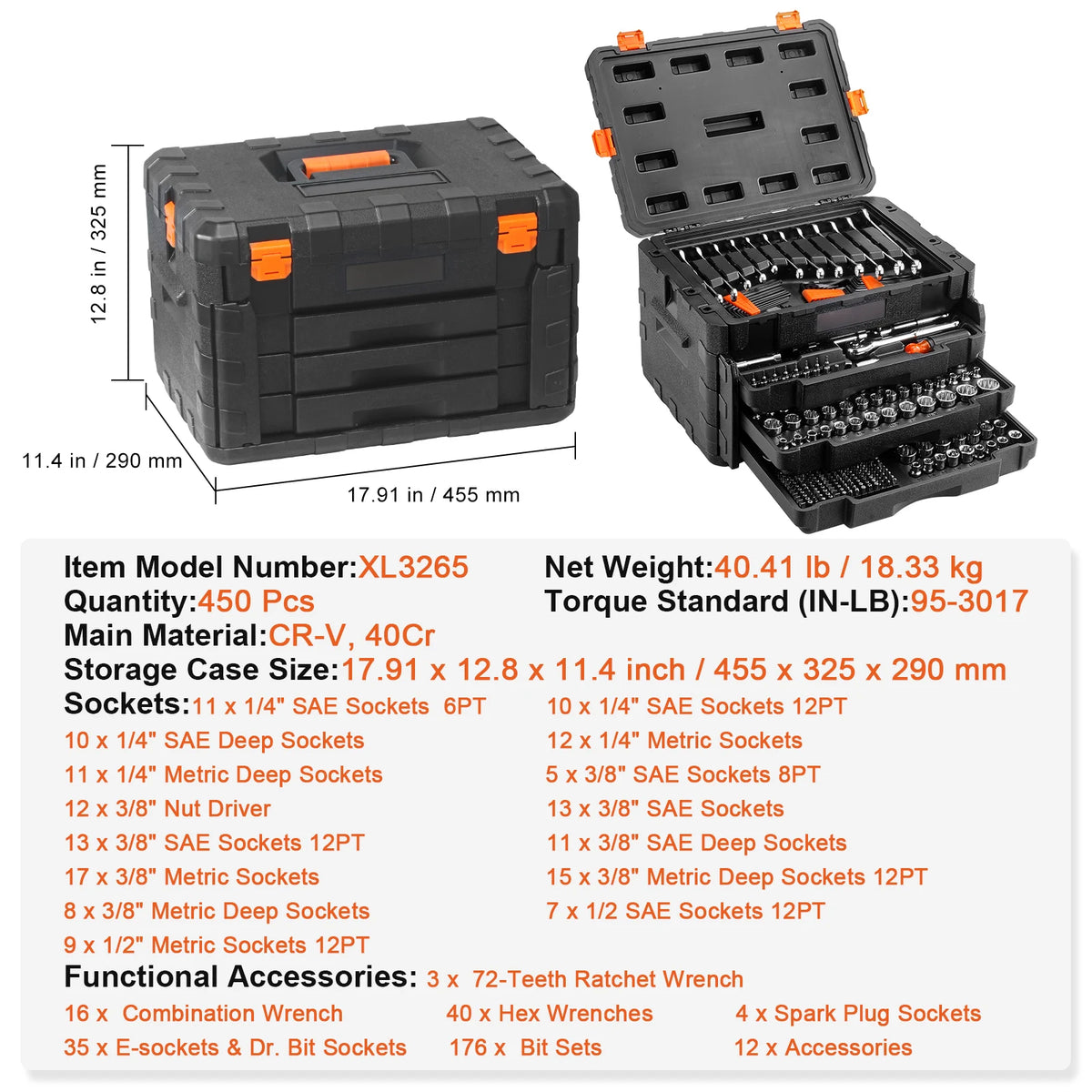 SucceBuy Premium Mechanics Tool And Socket Set Service Kit