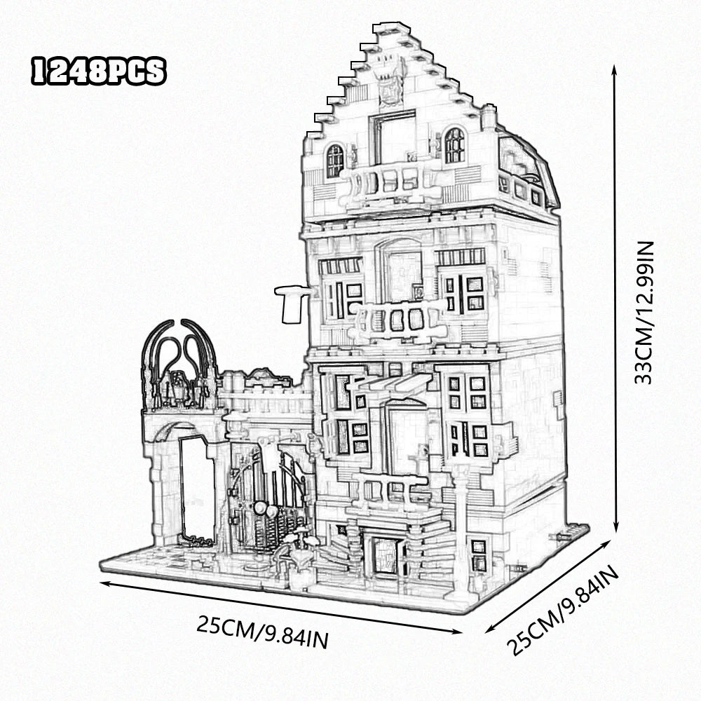 Brick Bank Corner MOC Street View Building Blocks Set