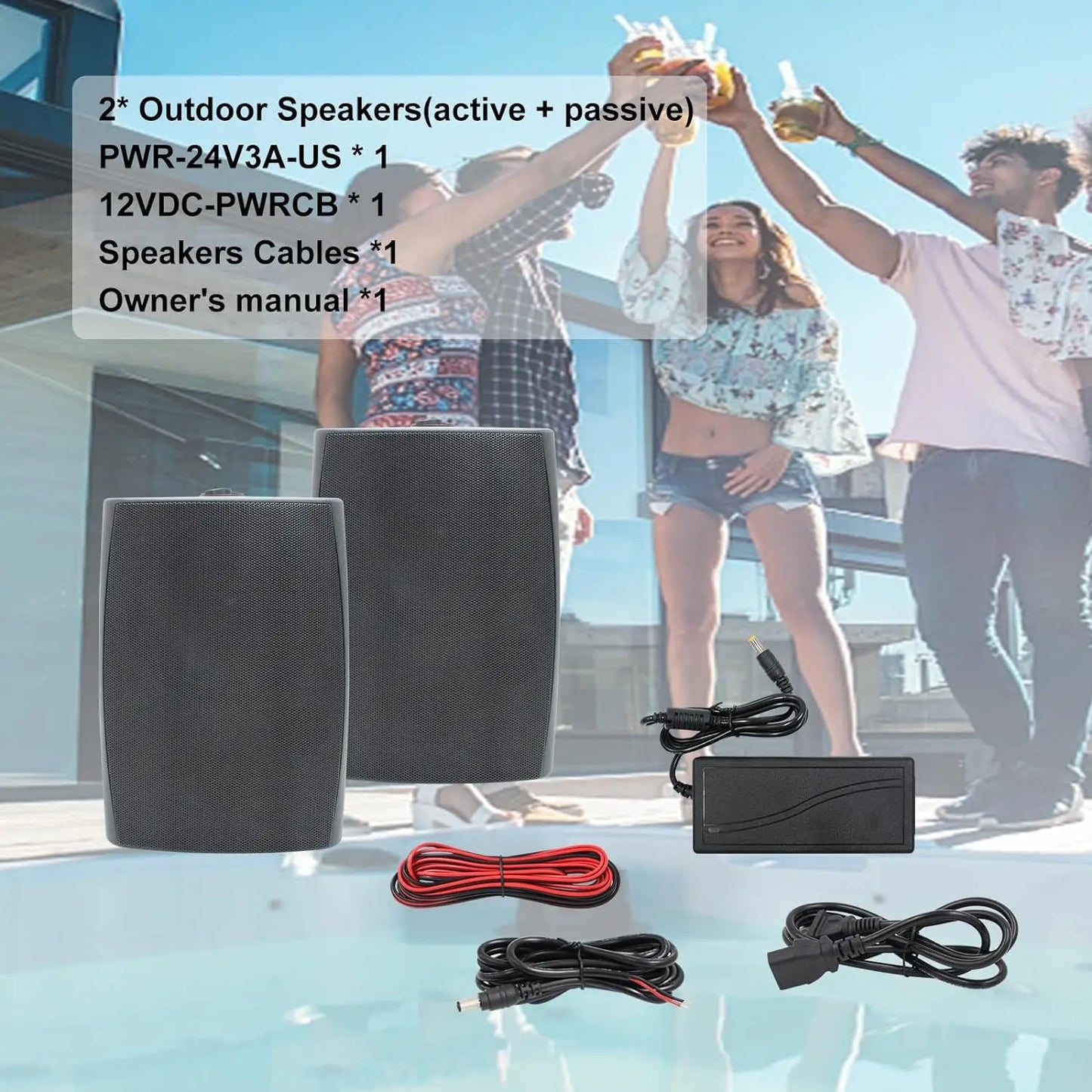 Herdio Outdoor Bluetooth Two Way Wall Mount Speakers Pair