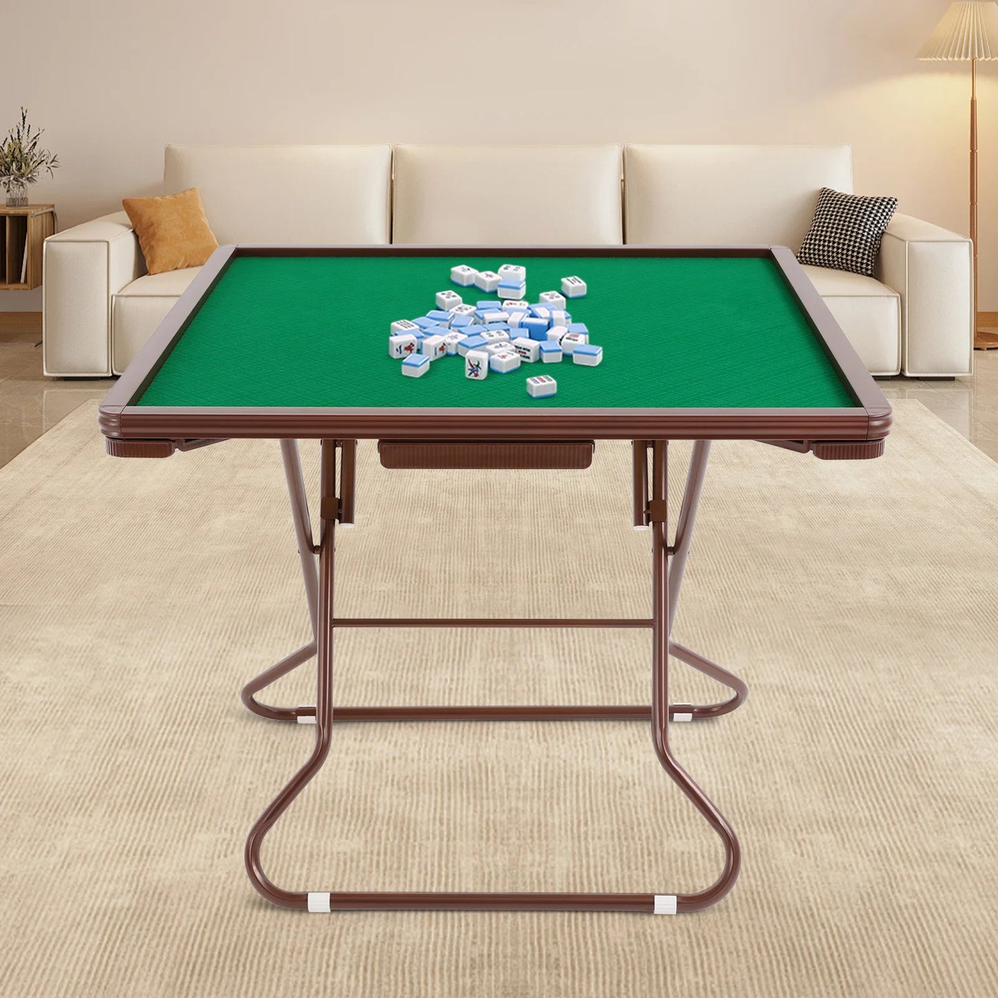 Foldable Mahjong Table For Four With Cup Holders And Drawers