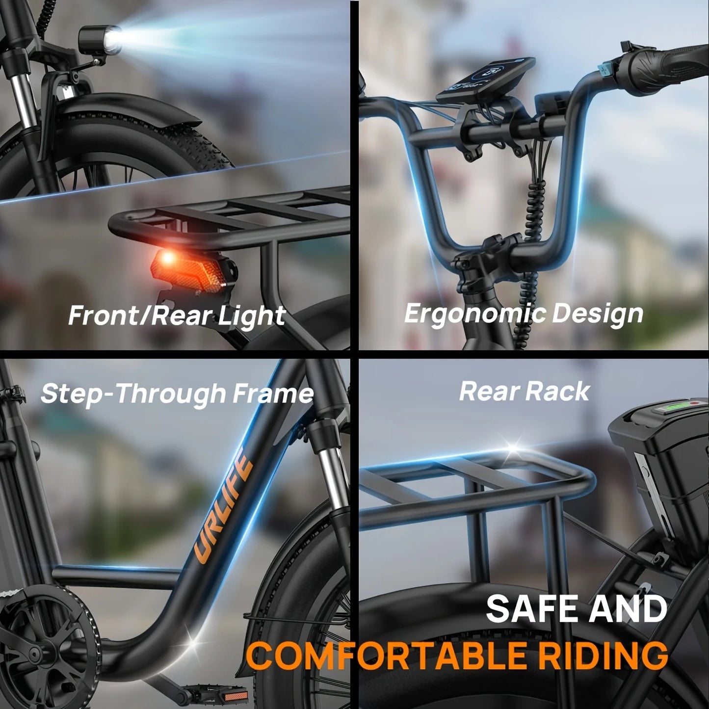 Urlife 1000W E20 Electric Bike Removable Battery Dual Disc Brake