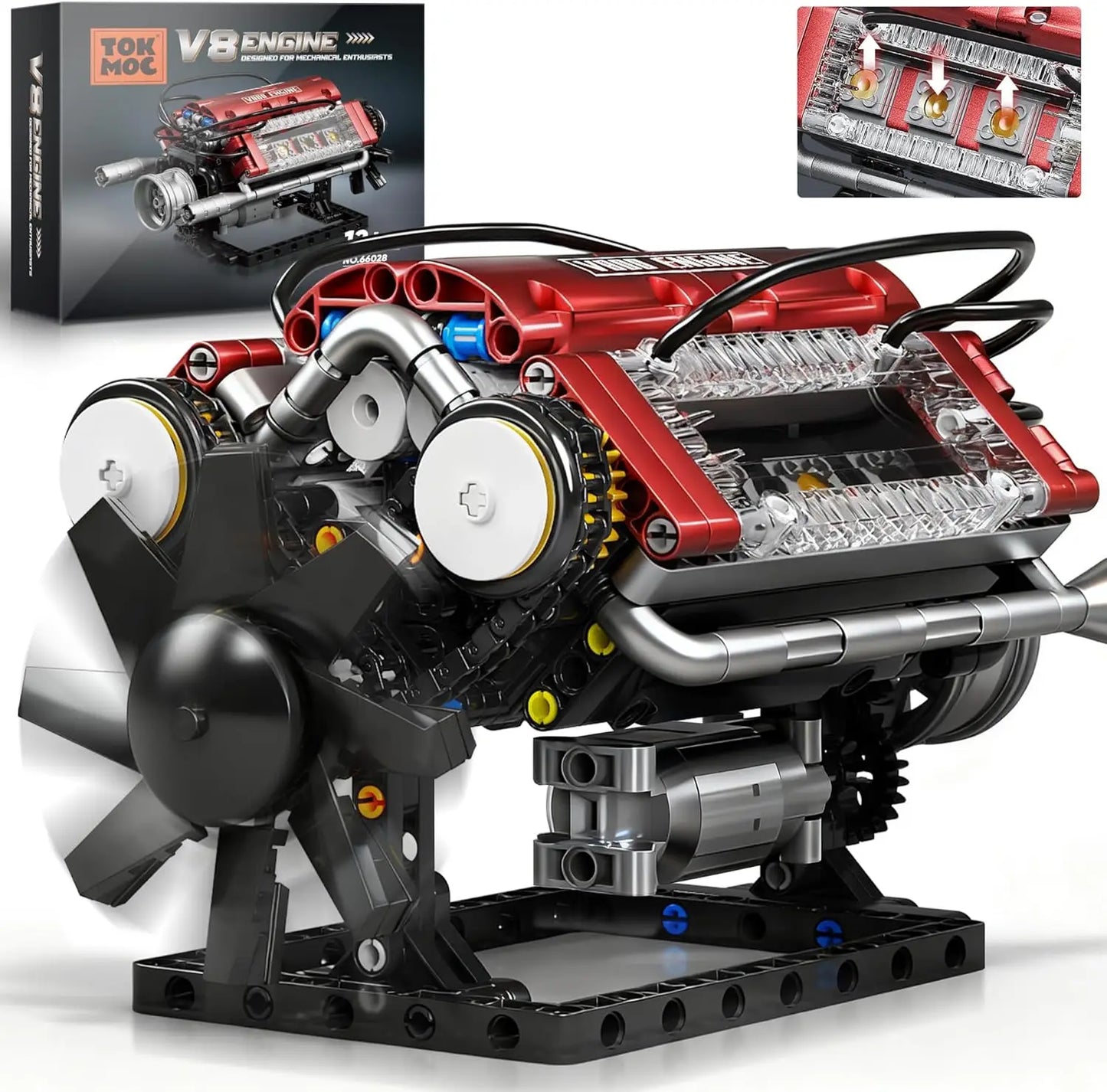 V8 Engine Model Kit With Moving Pistons And 588 Pieces
