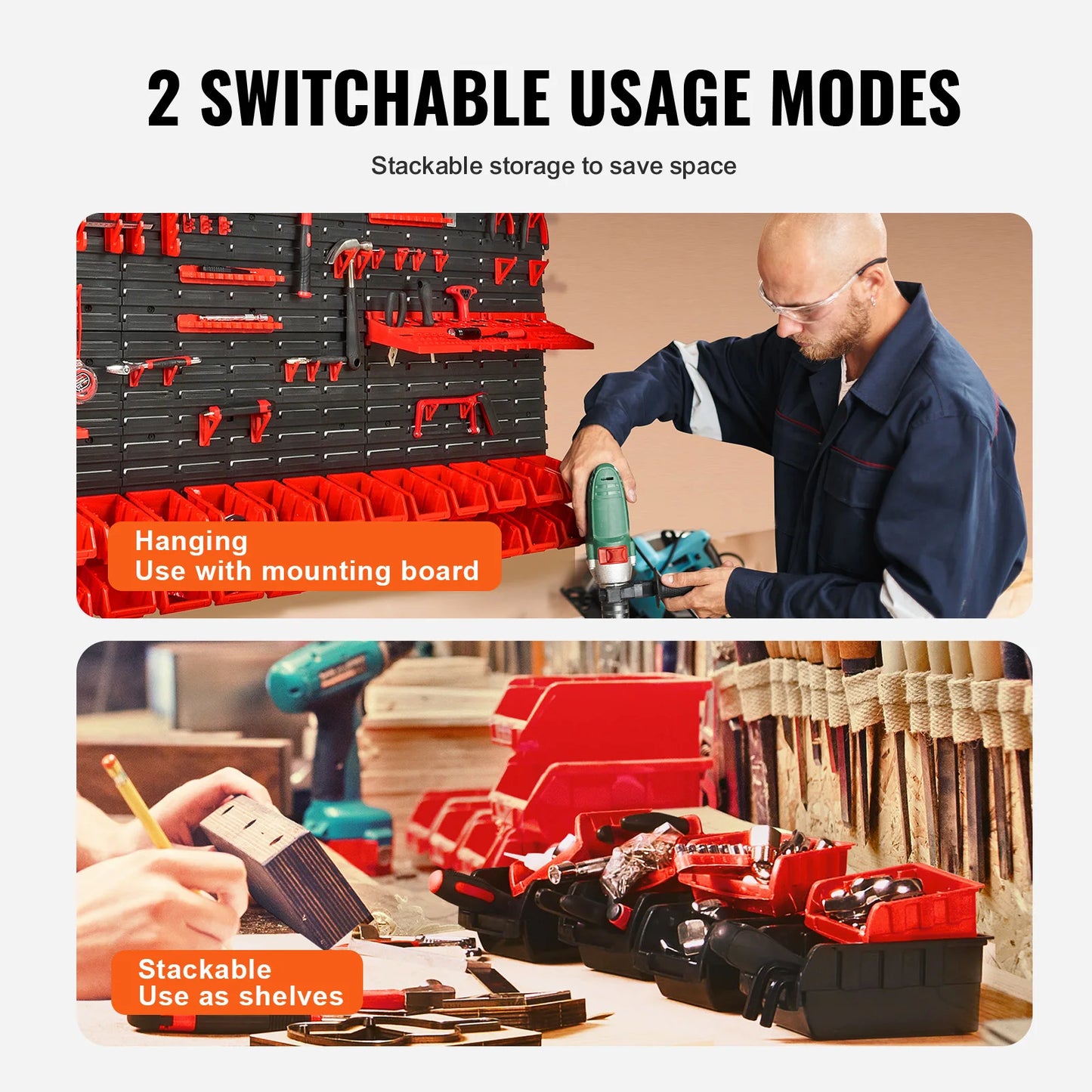 SucceBuy Wall Mounted Storage Bins Organizer For Garage