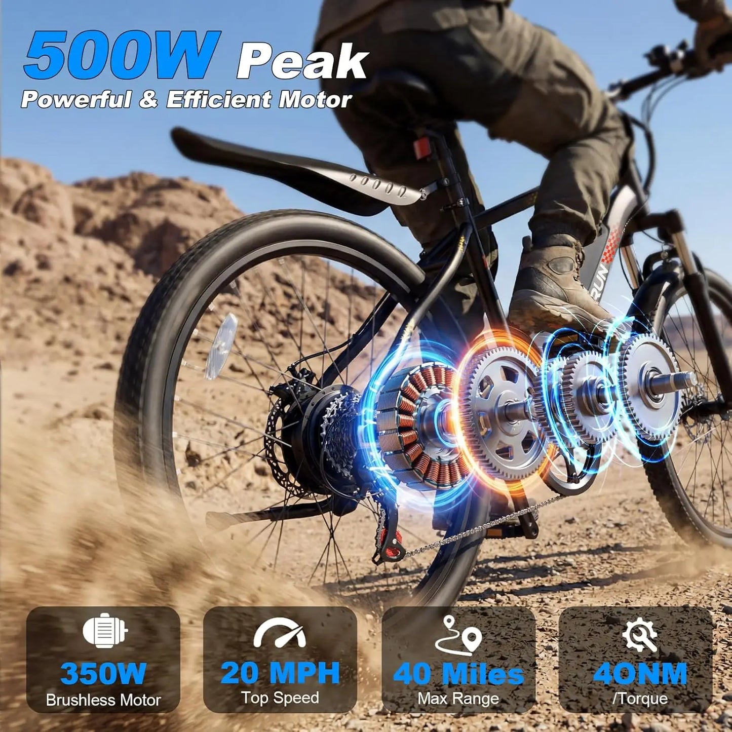 Peak 500W Electric Bike For Adults With Removable 36V Battery