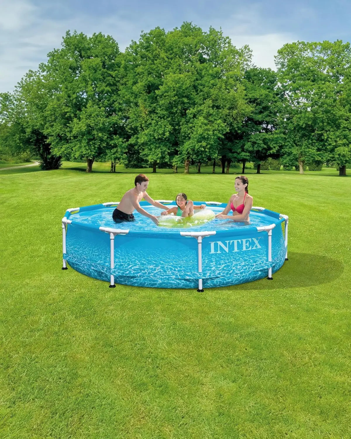 Round Above Ground Pool With Reinforced Sidewalls And Metal Frame