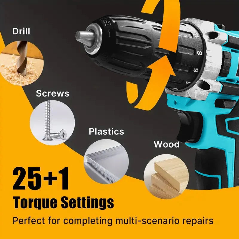 21V Cordless Drill Set With Multifunction Electric Screwdriver