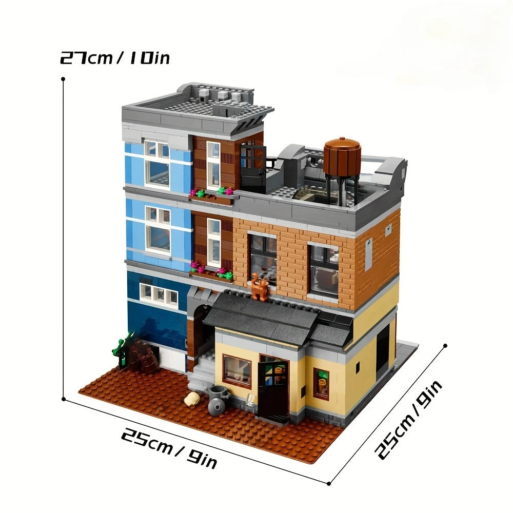Brick Bank Corner MOC Street View Building Blocks Set