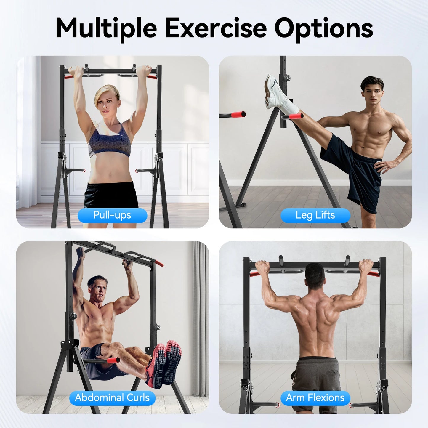 Adjustable Pull Up Bar 200kg Folding Parallel Bars Training Station