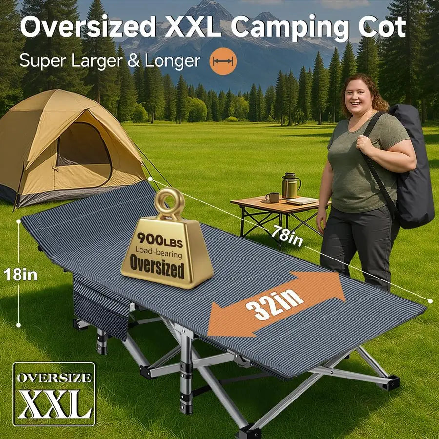 Folding Camping Cot With Pad For Adults Portable Camp Bed