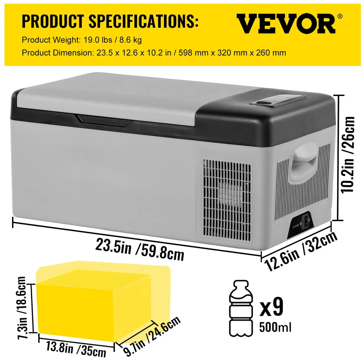 VEVOR Car Refrigerator Portable Compressor Fridge Freezer RV DC AC