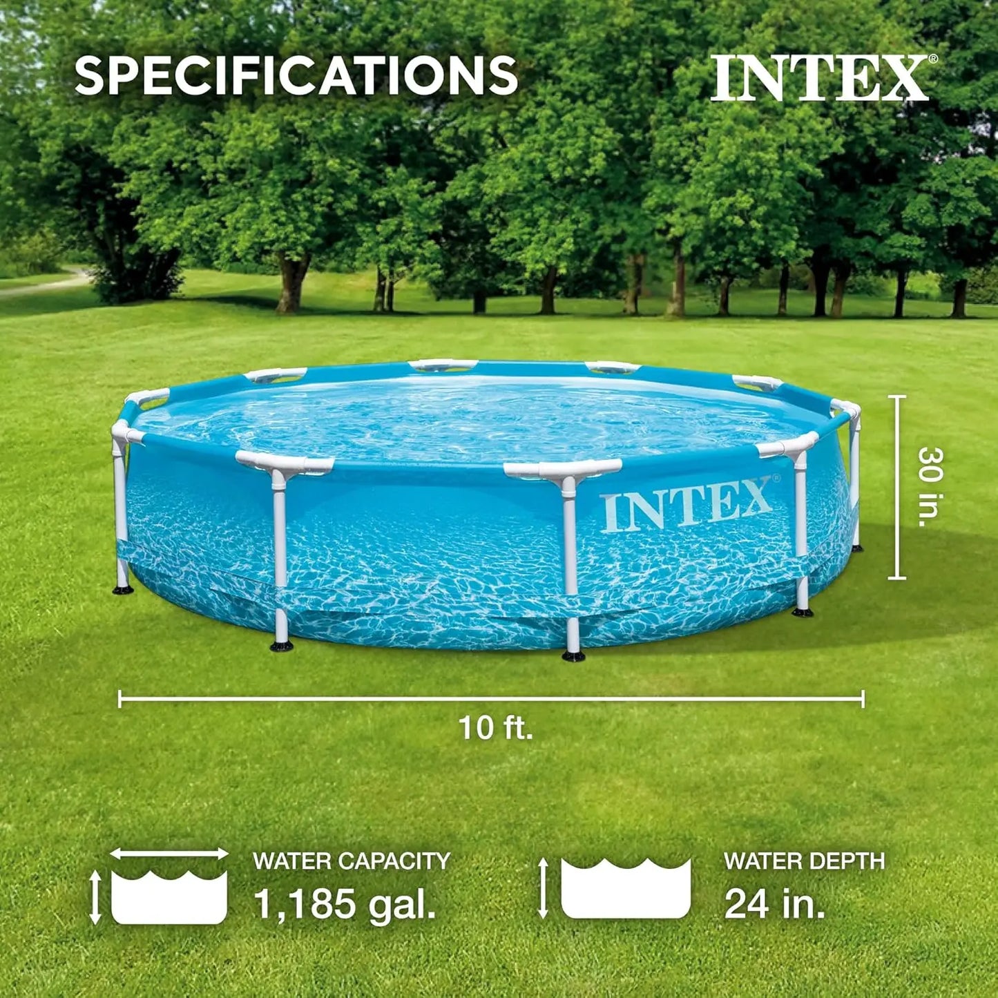 Round Above Ground Pool With Reinforced Sidewalls And Metal Frame