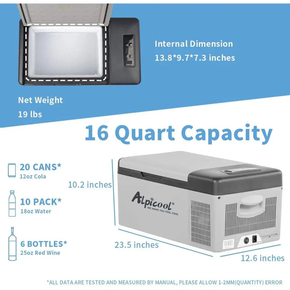 Portable Car Refrigerator With Temperature Control For Outdoor Use