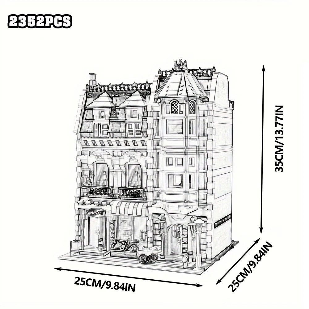 Brick Bank Corner MOC Street View Building Blocks Set