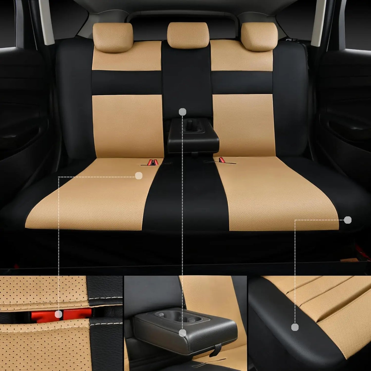 Universal Leather Seat Covers With 3D Foam Back Support