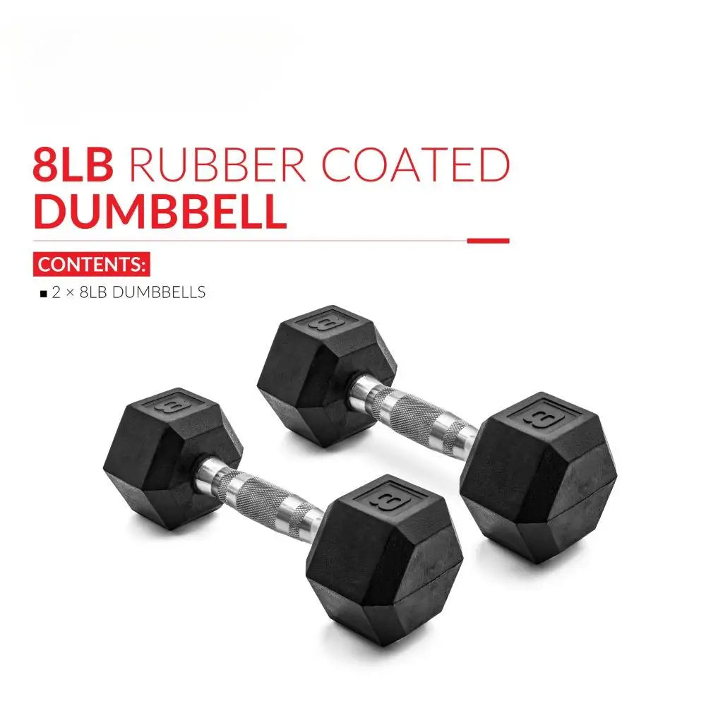 Rubber Hex Dumbbell Set With Anti Roll Design And Grip Handle