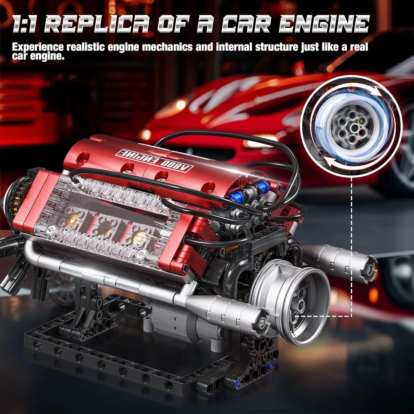 V8 Engine Model Kit With Moving Pistons And 588 Pieces